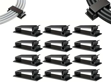 12 Adet Kablo Düzenleyici Klips – Güçlü Kendinden Yapışkanlı Kablo Tutucu – Masa Altı - Masa Üstü Duvar Kablo Yönetimi – Usb, Şarj, Hdmi, Ethernet Kablosu Ofis Kabloları İçin Uygun 12’Li Set ürün görseli 1