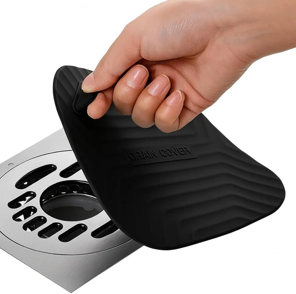 Omilife Koku Böcek Önleyici Gider Kapağı, Silikon Drenaj Tıkacı, Gider Koruyucu Tıpa, Banyo, Mutfak, Balkon, Lavabo İçin Uyumlu Su Sızdırmaz Gider Tıkacı 15 * 15 Cm Siyah ürün görseli 1