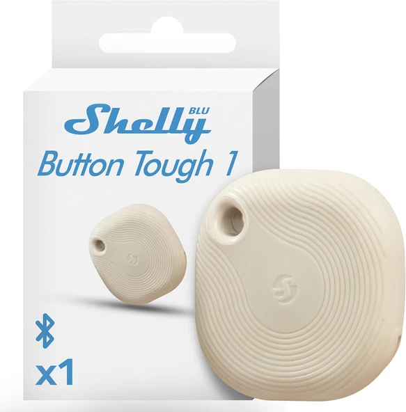 Shelly Blu Button Tough Ivory – Scene Bluetooth Tuşu, Ev Otomasyonu, Ip54 Sertifikalı, Uzun Menzil (10 – 30 M), Çoklu Tıklama Etkinleştirme, Ağ Geçidi Gerekli, Bthome Protokolü ürün görseli 1