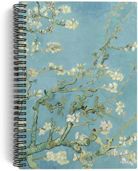 Vincent Van Gogh/Almond Blossom,1890 | Spiralli Defter 01 | A5 | Çizgisiz | 100 Sayfa | Sanat ürün görseli 1