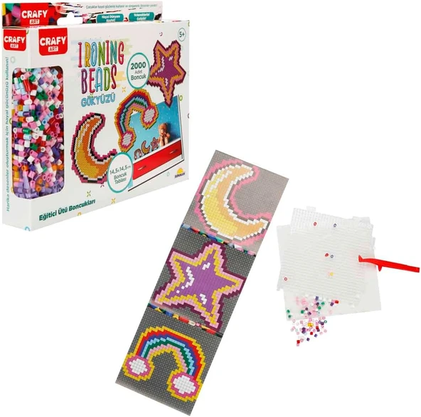 Crafy Hobi Boncuk Aktivite Set Gökkuşağı-Yıldız-Ay ürün görseli 1