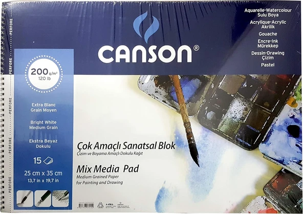 Canson Fineface Çok Amaçli Resim Bloklari 200Gr 25X35 15Yp Spiralli Resim Defteri ürün görseli 1