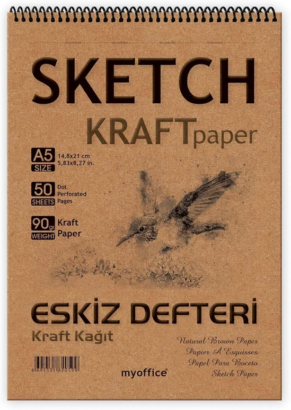 Eti̇ka Kraft Kağıt A5 Eskiz Defteri 90 Gr. Spiralli 50 Yaprak Sketchbook ürün görseli 1