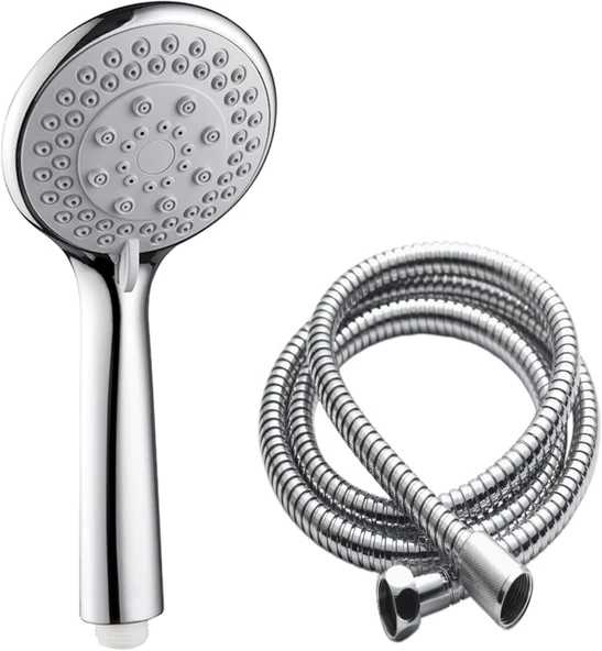 New 5 Fonksiyonlu Duş Başlığı + 150Cm Duş Spirali Hortumu/Duş Seti Takımı ürün görseli 1
