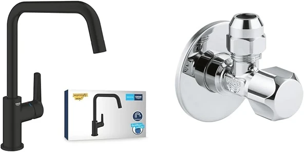 Grohe Start Quickfix Eviye Bataryası Mat Siyah + 2 Adet 55Mm Ara Musluk Seti ürün görseli 1