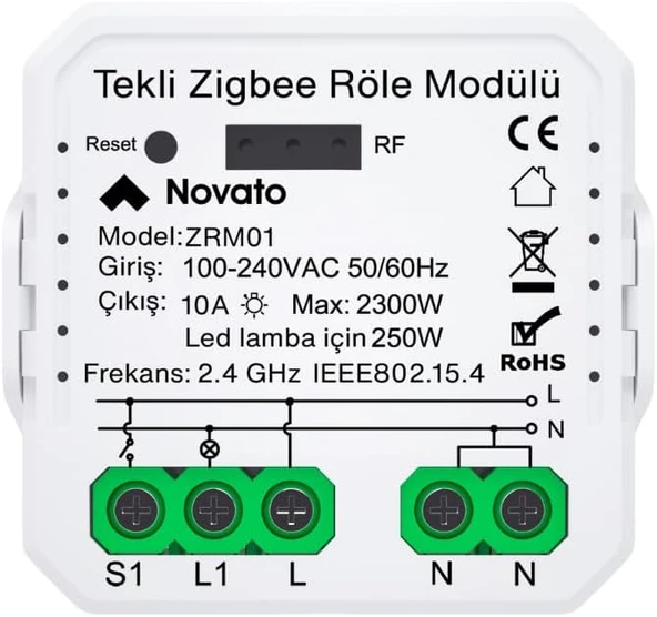 Zigbee Tek Çıkışlı Akıllı Anahtar(Tuya, Life, Assistant, Zigbee2Mqtt Uyumlu) ürün görseli 1