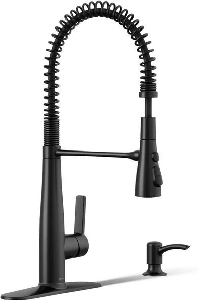 Kohler Rec22745-Sd-Bl Sabunluklu Yarı Profesyonel Mutfak Bataryası, Mat Siyah ürün görseli 1