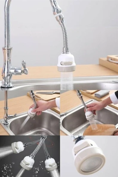 Mobee Plastik 3 Fonksiyonlu Mutfak Lavabo Başlığı 360 Derece Döner Musluk Ucu Tasarruflu 1410 ürün görseli 1