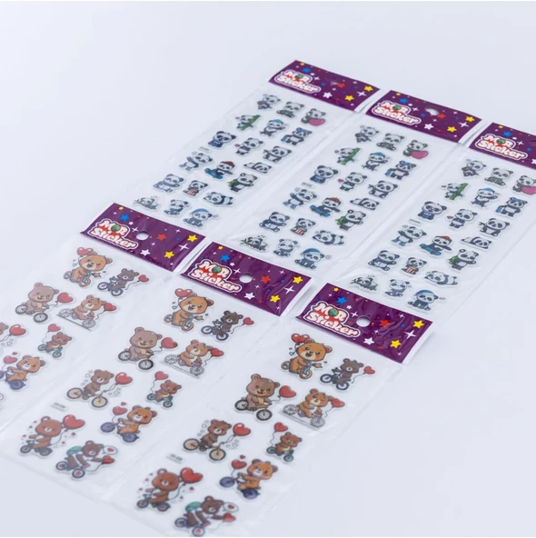 Bimotif 6 Adet Kabartmalı Yapışkan Sticker, Sevimli Panda Ayılar ürün görseli 1