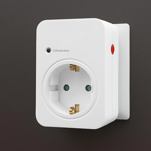 Akım & Şok Korumalı Tekli Priz Açma Kapama Düğmeli Çoçuk Korumalı Fiş 720 Joule Ip20 3600 W Koruma ürün görseli 1