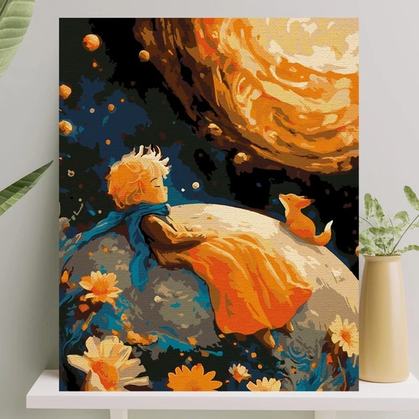 Sayılarla Boyama Tuval Seti Fırça Boya Dahil (Çıtalı) 40X50 Cm - Küçük Prens ürün görseli 1