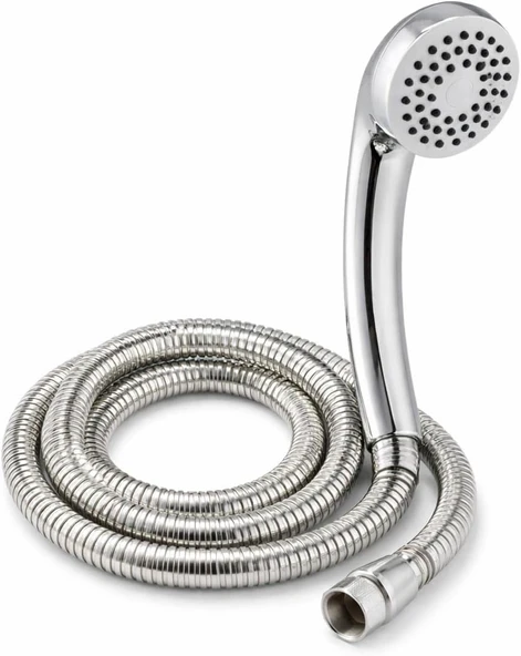 Duş Başlığı Seti 150 Cm Hortumlu, 7.5 Cm Başlık Çapı, 21 Cm Krom Saplı El Duşu, Esnek Plastik Hortum, Paslanmaz Çelik Bağlantı, Basınç Artırıcı Duş Başlığı ürün görseli 1