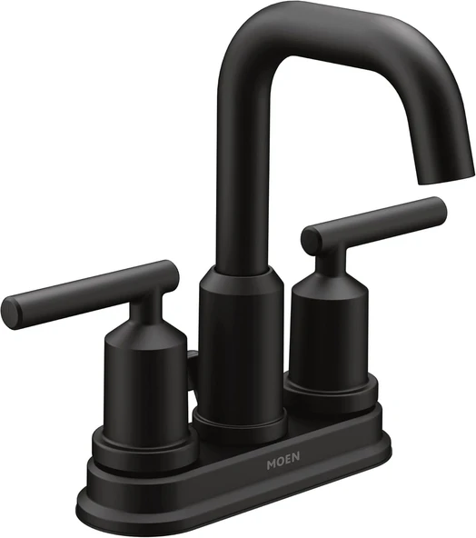 Moen Gibson Mat Siyah İki Saplı Orta Set Yüksek Ark Banyo Musluğu, Tahliye Tertibatı Ile, 6150Bl ürün görseli 1