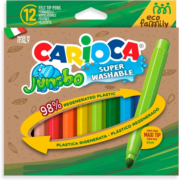 Carioca Famıly Süper Yıkanabilir Keçeli Boya Kalemi 12'Li ürün görseli 1
