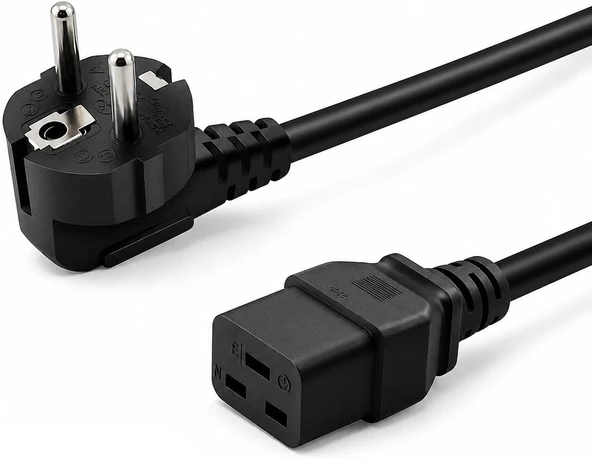 Primex Px-Srv15 2 Metre 3X1.5Mm C19 Ups Server Power Kablo, Full Bakır C19 Schuko Güç Kablosu, 16A 250V Sunucu Pdu Ups Veri Merkezi Güç Bağlantı Kablosu, Siyah ürün görseli 1