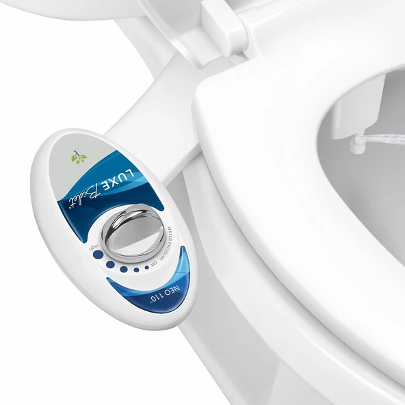 Luxe Bidet Neo 110 – Taze, Su, Elektriksiz Mekanik Bide Klozet Kapağı Sabitlemesi (Mavi Beyaz) ürün görseli 1