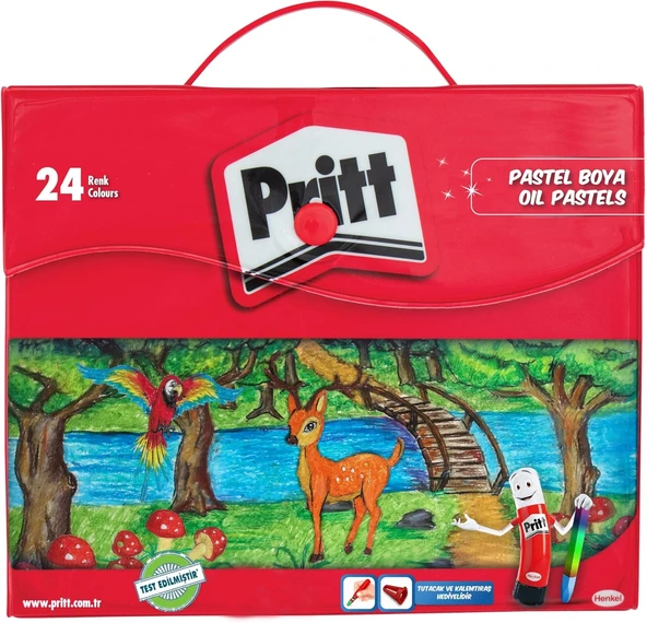 Pritt Pastel Boyalar, Renkler Rahat Uygulamalı Pastel Boya, Yumuşak Çocuk Boyası, Kolay Kullanımlı Resim Boyası, Dayanıklı Kırtasiye Malzemesi, Çantalı 24 Renk Pastel Boya ürün görseli 1