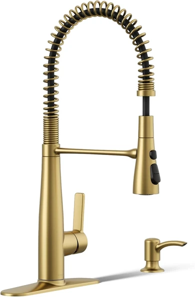 Kohler Rec22745-Sd-2Mb Sabunluklu Yarı Profesyonel Mutfak Bataryası, Fırçalanmış Pirinç ürün görseli 1