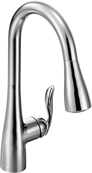 (Standard, Faucet, Chrome) - Moen 7594C Arbour One-Handle Pulldown Faucet Featuring Power Boost And Reflex, Chrome ürün görseli 1