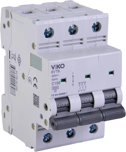 6Vtb-3C100 Otomatik Sigorta 6Ka C Tipi 3 Kutup 100A ürün görseli 1