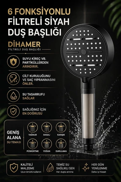 Filtreli Duş Başlığı | Su Arıtma, Yumuşak Su Etkisi, Ekonomik Kullanım ürün görseli 1
