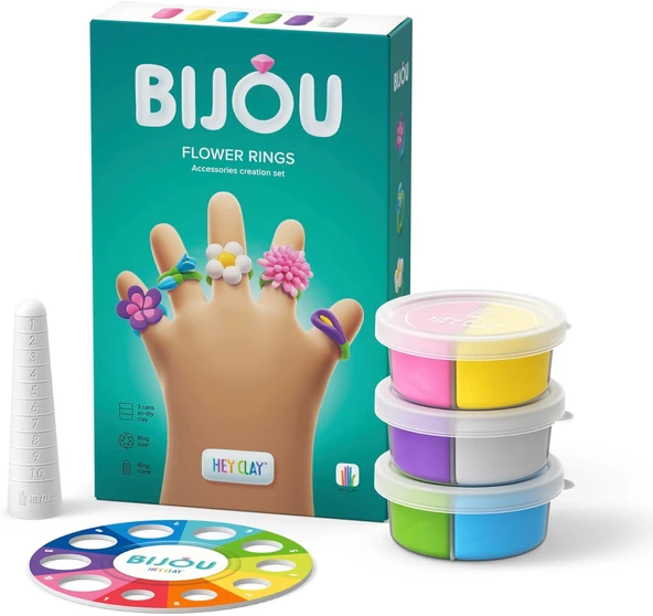 Hey Clay Çiçek Yüzükler - Çocuklar Için Hava Ile Kuruyan Kil - 6 Kutu Kil Seti Şekillendirme Aletleri Ile Eğlenceli Etkileşimli Talimatlar Uygulaması ürün görseli 1