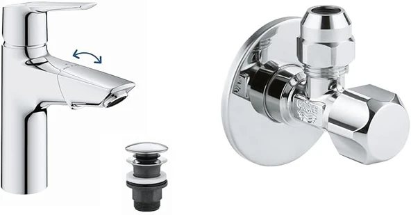 Grohe Start Spiralli Lavabo Bataryası M - Boyut + 2 Adet 55Mm Ara Musluk Seti ürün görseli 1