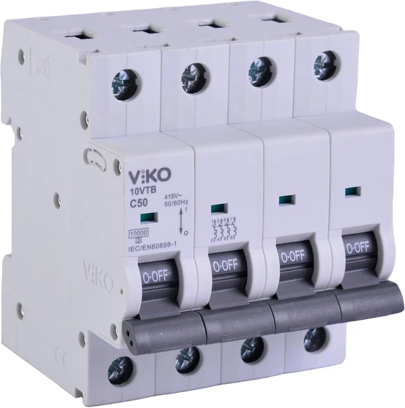 10Vtb-4C50 Otomatik Sigorta 10Ka C Tipi 4 Kutup 50A ürün görseli 1