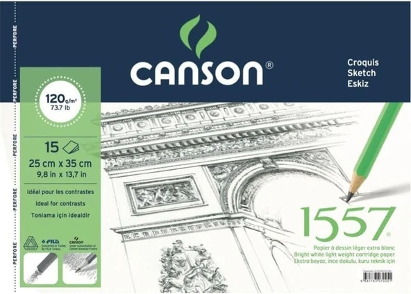 Canson 1557 Resim Çizim Blok 120Gr 25X35 15Yp Spiralli Resim Defteri ürün görseli 1
