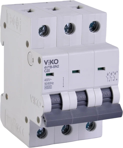 4Vtb-3C20 Otomatik Sigorta 4,5Ka C Tipi 3 Kutup 20A ürün görseli 1