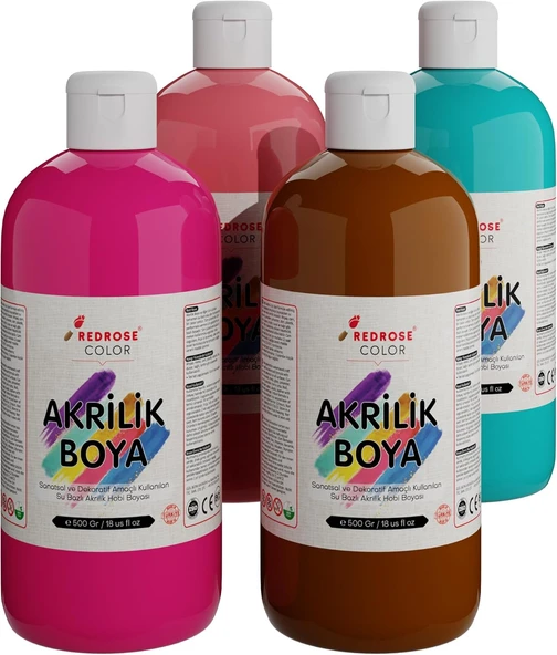 Red Tamamlayıcı Renkler Akrilik Boya 4'Lü Set 4X500 Gr ürün görseli 1