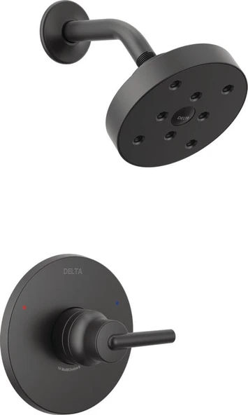 (Matte Black) - Trinsic 14 Series Single-Function Shower Trim Kit With Single-Spray H2Okinetic Shower Head, Matte Black T14259-Bl (Valve Not Included) ürün görseli 1