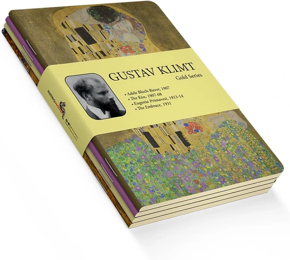 Retronote Gustav Klimt 4'Lü Defter Seti 1, Gold Series, Çizgisiz, 48 Sayfa, 10.5X14Cm ürün görseli 1