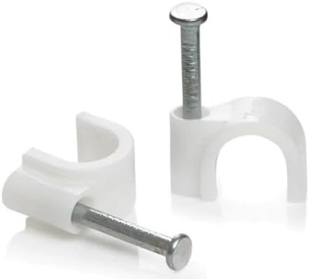 Çelik Çivili Kablo Kroşesi, 4 Mm, Beyaz, Plastik Çelik, No:1, Çivi Ile Montaj ürün görseli 1