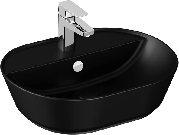 Geo 7428B083-0001 Oval Çanak Lavabo 55 Cm, Mat Siyah ürün görseli 1