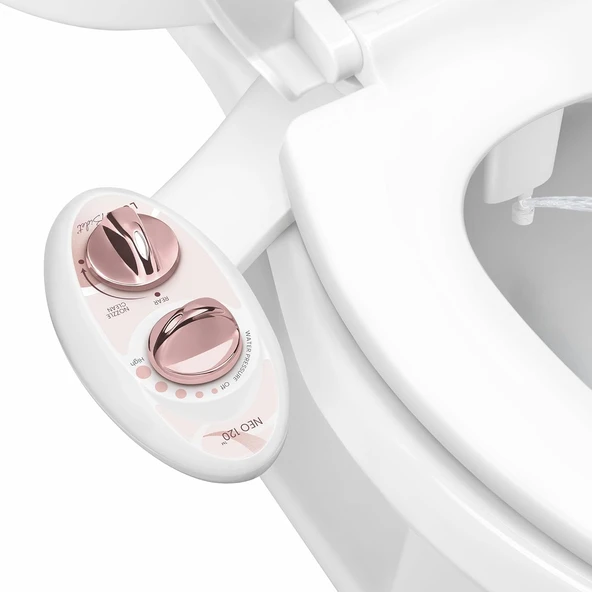 Luxe Bidet Neo 120 - Kendi Kendini Temizleyen Başlık, Tatlı Su Elektrikli Olmayan Bide Eklentisi, Klozet Kapağı Için, Ayarlanabilir Su Basıncı, Arka Yıkama (Gül Altın) ürün görseli 1