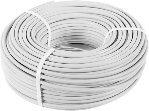 100 Metre Ttr Cca Çok Telli Elektrik Kablosu Topraklı Bakır İletken Damarlı Beyaz Kablo 3X1.5 Mm ürün görseli 1
