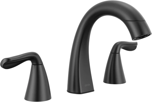 Musluk Arvo Pull-Down Yaygın Banyo Bataryası, Mat Siyah Yüksek Ark 3 Delikli Püskürtücülü Banyo Lavabo Bataryası, Mat Siyah 35840Lf-Blpd ürün görseli 1