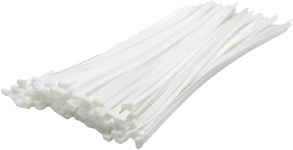 Beyaz Plastik Kablo Bağı, 3.6X150 Mm, 100 Adet Paket, Cırt Kelepçe ürün görseli 1