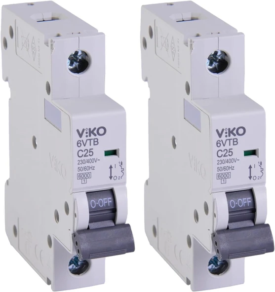 6Vtb-1C25 Otomatik Sigorta 6Ka C Tipi 1 Kutup 25A (2 Paketi) ürün görseli 1