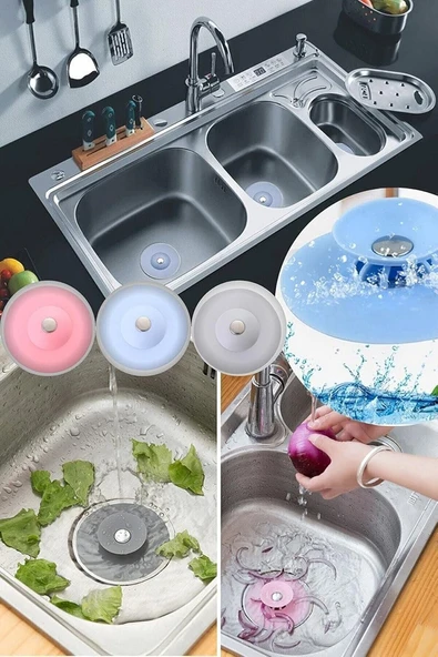 2 Kademeli Dokunmatik Lavabo Tıkacı Silikon Lavabo Gider Tıpası ürün görseli 1