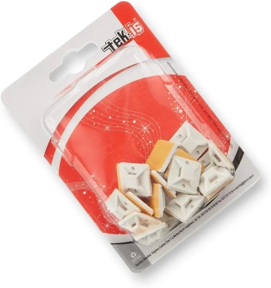 Tek-İş Yapışkanlı Plastik Kablo Bağı Klipsi | 28Mm X 28Mm | 40 Adet | Cırt Kelepçe Tutucu | Kablo Düzenleyici Sabitleyici ürün görseli 1