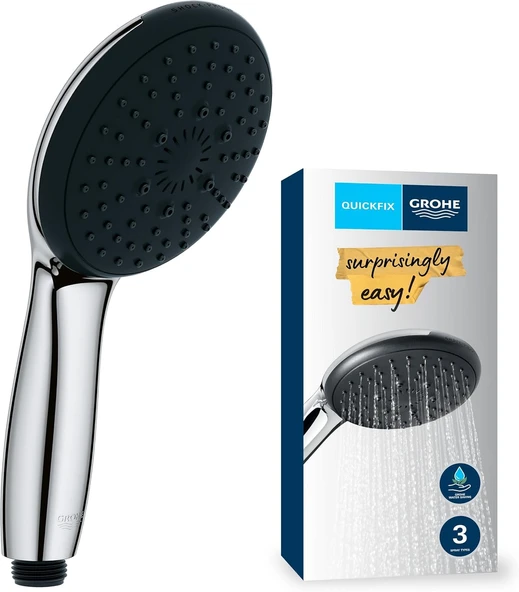 Grohe Vitalio Start 110 El Duşu, 3 Akışlı (Masaj, Yağmur & Jet), Smartswitch, 110Mm Yuvarlak Duş Başlığı, Silikon Halka, Kireç Önleyici Sistem, Krom, 26031001 ürün görseli 1