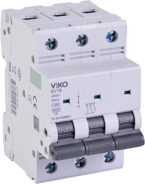 6Vtb-3C80 Otomatik Sigorta 6Ka C Tipi 3 Kutup 80A ürün görseli 1