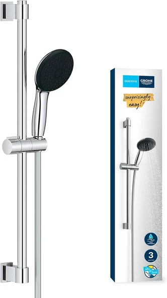 Grohe Vitalio Start 110 Sürgülü Duş Seti, 110Mm Yuvarlak 3 Akışlı El Duşu, 600Mm Sürgülü Ray, 1750Mm Duş Hortumu, Duş Başlığı Seti, Krom, 26032001 ürün görseli 1