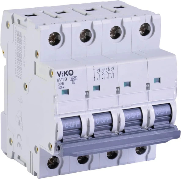 6Vtb-4C25 Otomatik Sigorta 6Ka C Tipi 4 Kutup 25A ürün görseli 1