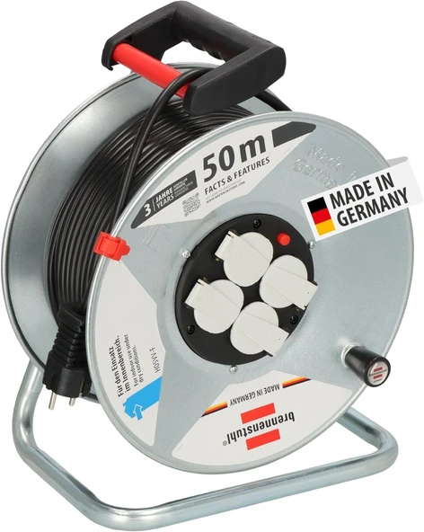 Brennenstuhl Garant S 4 İhraç Makarası (50 M – Çelik Sac, Iç Mekanlarda Kullanım, Made In Germany) Gümüş ürün görseli 1