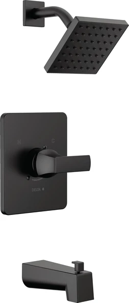 Faucet Velum 14 Serisi Tek İşlevli Siyah Küvet Duş Bataryası Seti, Valf Trim Kiti, Duş Kolu, Duş Trim Kiti, Duş Seti, Mat Siyah T14437-Bl (Vana Dahil Değildir) ürün görseli 1