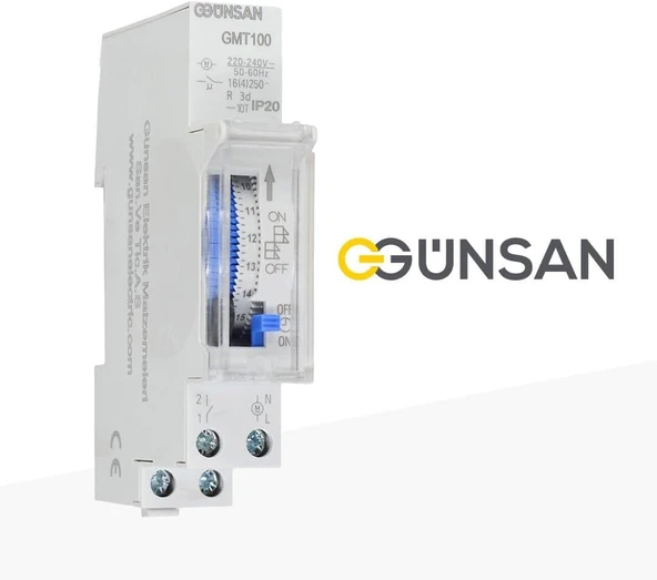 Günsan Mekanik Zaman Saati 100 Saat Rezervli, 24 Saatlik Otomat Tipi (220–240V Ac / 230V~) ürün görseli 1