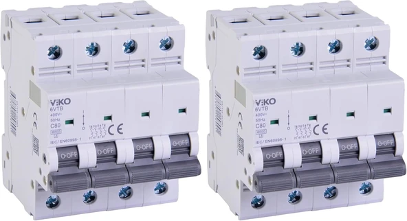 6Vtb-4C80 Otomatik Sigorta 6Ka C Tipi 4 Kutup 80A (2 Paketi) ürün görseli 1